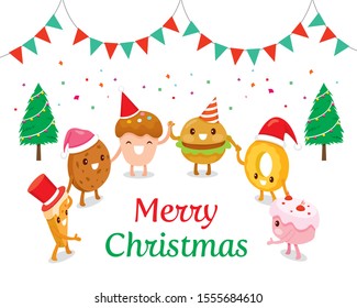 Fun Desserts Cartoon Character In Christmas Party, Food, Sweets, Festive, Celebrations, Happy New Year