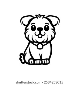 fun dog cartoon character drawing coloring line art style sketch classic vintage design illustration