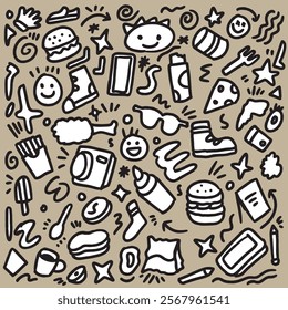 Fun doodle art pattern ,doodle wallpaper vector