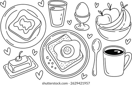 a fun doodle drawing of a cozy breakfast