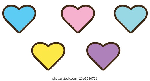 Fun doodle hearts, Set of hearts stickers for kids