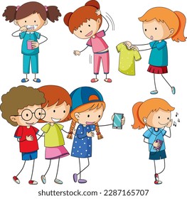 Fun Doodle Kids Doing Various Activities illustration