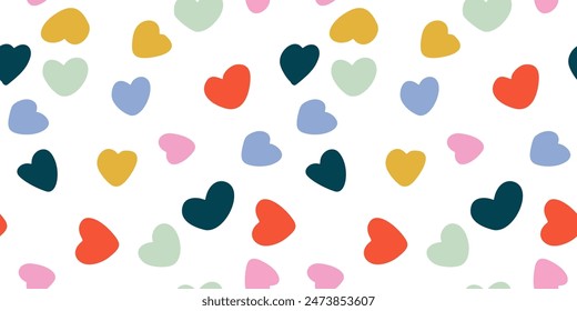 Fun Doodle love sketch style of colorful shapes on white background. colorful love doodle seamless pattern
