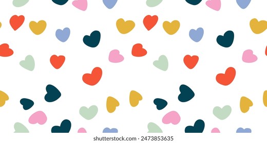 Fun Doodle love sketch style of colorful shapes on white background. colorful love doodle seamless pattern