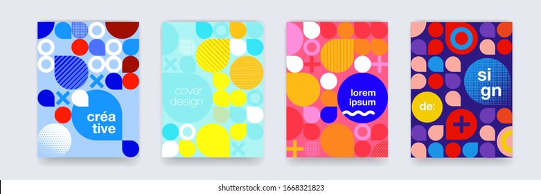 Fun doodle pattern background, abstract shapes and colors, vector design. Modern geometric creative hipster line pattern on blue, purple and pink backgrounds