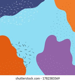 Fun doodle pattern background with abstract shapes and colors. Modern vector pattern for funny brochure cover template design