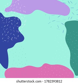 Fun doodle pattern background with abstract shapes and colors. Modern vector pattern for funny brochure cover template design