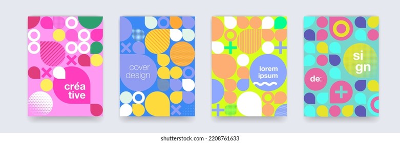 Fun doodle pattern background, abstract shapes and colors, vector design. Modern geometric creative hipster line pattern on blue, purple and pink backgrounds