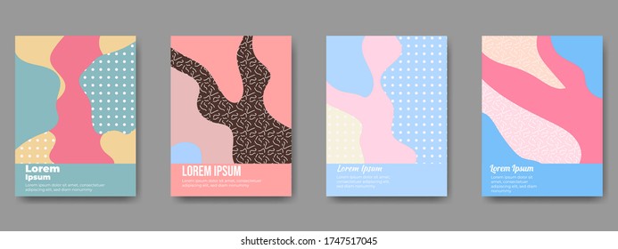 Fun doodle pattern backgrounds with abstract shapes and colors. modern trend simple minimal geometric pattern background design. Modern vector pattern for funny brochure cover template design.