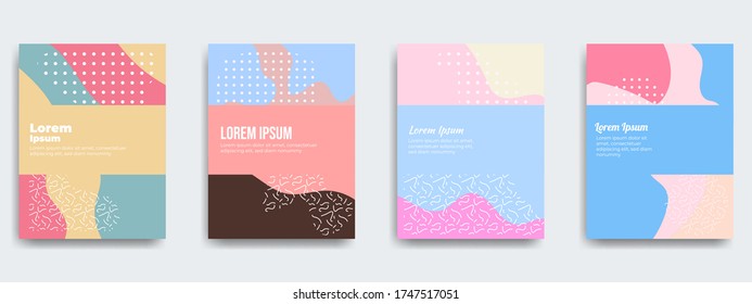 Fun doodle pattern backgrounds with abstract shapes and colors. modern trend simple minimal geometric pattern background design. Modern vector pattern for funny brochure cover template design.