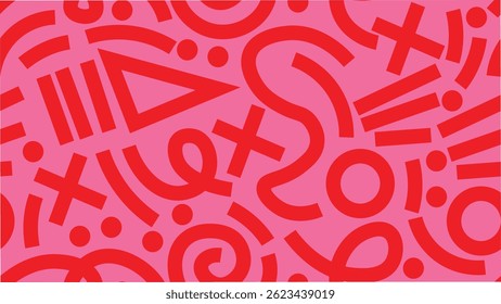 Fun doodle seamless pattern. Creative minimalist style art background for children or trendy design with basic shapes. Simple childish scribble backdrop. Perfect for fabrics, print, textile, wallpaper