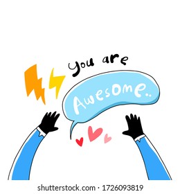 fun doodle of thumb up 