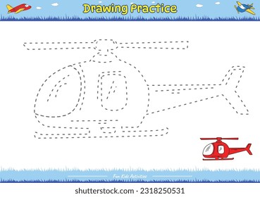 Juego de dibujos divertidos. Práctica de dibujo transporte paisaje de dibujos animados Helicópteros. Juego educativo para niños. actividades divertidas para que los niños jueguen y aprendan.