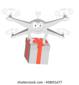 fun drone with gift. Isolated