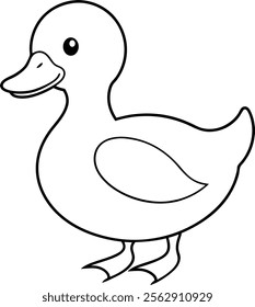 Fun Duck Outline Coloring Page Vector Illustration