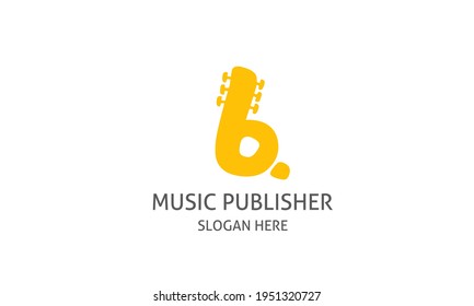 Fun and dynamic letter B or number six with guitar headstock abstract logo design