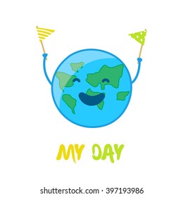 Fun Earth Day Card. Vector background