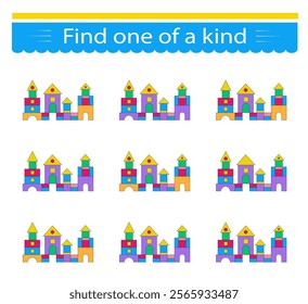 Fun education game for kids. Need to find one of a kind castle Kids activity page. 