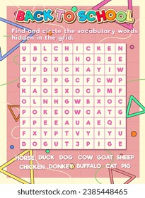 A fun and educational game template for learning English through word search puzzles