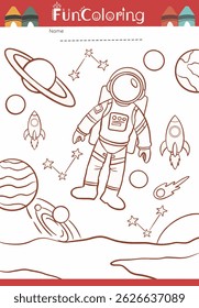 Divertido e educacional Line Art para crianças que se adequam a uma página de coloração infantil. Ideal para uso educacional, fichas de atividade pré-escolar ou diversão criativa em casa