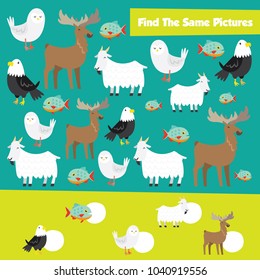 Fun educational Match games for kid with animal theme collection. Counting games for kids.