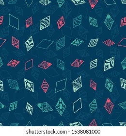 Fun and elegant hand drawn seamless pattern, doodle diamonds - great for textile, banner, wrapping, wallpapers - vector surface design