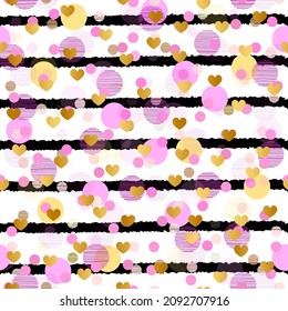 Fun Elegant Pattern Design with Gold Hearts for Birthday Celebration