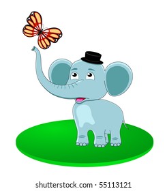 fun elephant with butterfly