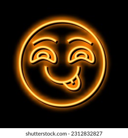 fun emoji neon light sign vector. fun emoji illustration