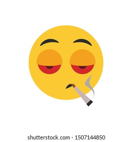 Fun Emoji Vector Illustration, Smoke, Weed, Herb, Grass, Illegal, Funny