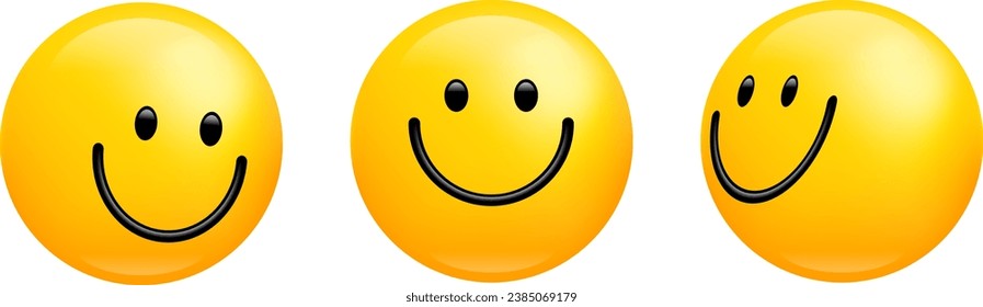 Fun emoji vector symbol. 3D smile face icon. Emojis happy character element.