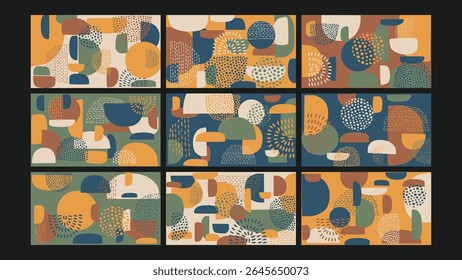 Fun and energetic composition of layered, colorful circles and dots on pastel backdrops, evoking a bubbly and cheerful aesthetic.
