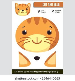 A fun and engaging cat-themed project for kids to cut and glue. This activity encourages hands-on creativity and supports learning in a playful way.