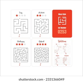 Spaß- und Unterhaltungsspiele für Kinder: Leicht bis schwierig: Square Maze Puzzles Ready for Print - Set 0253