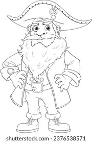 Fun and engaging pirate cartoon outline for coloring