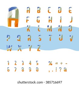 Fun english alphabet letters set. Font style, vector design template elements.
