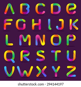 Fun english alphabet one line colorful letters set  Font style  vector design template elements for your application company 