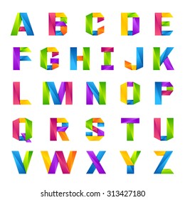 Fun english alphabet one line colorful letters set. Font style, vector design template elements for your application or company.