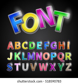 Fun english alphabet one line colorful letters set. Font style, vector design template elements for your application or company. Vector illustration.
