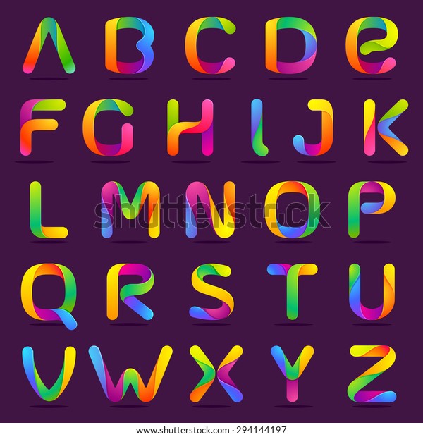 Fun English Alphabet One Line Colorful Stock Vector (Royalty Free ...