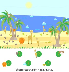 fun entertaining game for kids to find and count the animals vector illustration