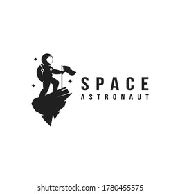 Fun explorer space astronaut mascot logo icon vector template on dark background