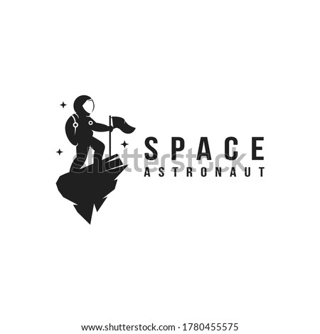 Fun explorer space astronaut mascot logo icon vector template on dark background