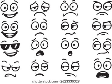 A fun and expressive cartoon face vector illustration showing an emotional expression. Perfect for comics, kids content, stickers, emojis, character design, and digital art projects. Editable EPS form
