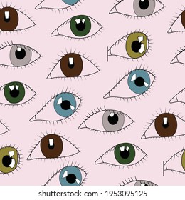 A fun eye expressions seamless pattern perfect for textile printing, wallpaper, home decor and much more.