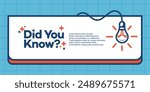 fun fact blank template fyi vector with lightbulb idea and cable symbol element. Did you know geometric message bubble with light vector image. template post icon for social media background.