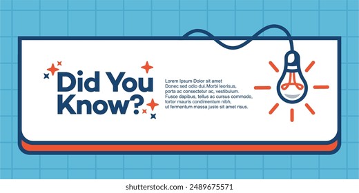 fun fact blank template fyi vector with lightbulb idea and cable symbol element. Did you know geometric message bubble with light vector image. template post icon for social media background.