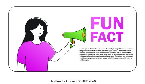 Fun fact concept. Woman on white background with fun fact text.