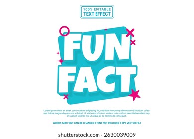 Fun Fact Editable Text Effect Vector Design – Playful and Modern Typography Cartoon Style for Poster, Branding, Social Media