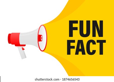Fun fact feedback megaphone yellow banner in 3D style on white background. Vector illustration.